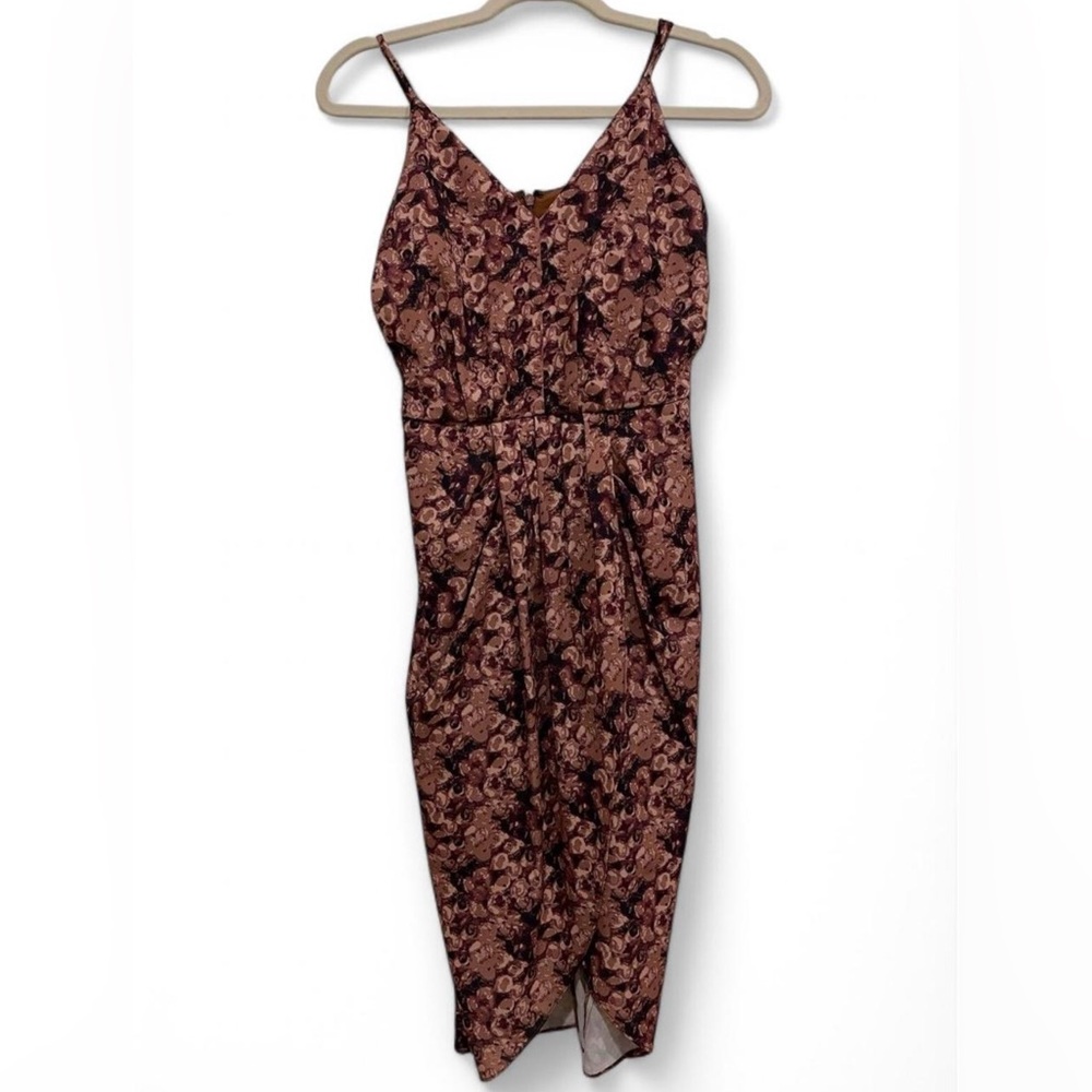 NWT Chelsea28 Sleeveless Faux‎ Wrap Floral Midi Dress XS Nordstrom Mauve Moody